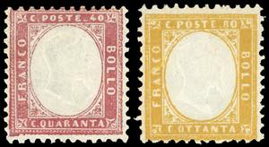 1862 - 40 cent. rosso carminio e 80 cent. ... 
