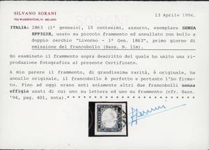 1863 - 15 cent. azzurro tipo ... 