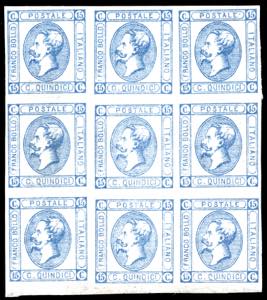 1863 - 15 cent. Litografico, I tipo, gomma ... 