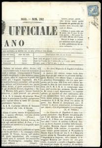 1852 - 3 cent. Mercurio azzurro, I tipo (1), ... 