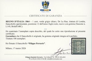 1864 - 1 cent. verde grigio chiaro ... 