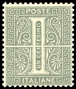 1863 - 1 cent. verde grigio chiaro De La ... 