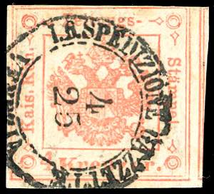 1858 - 4 kr. rosso smorto (4), usato, ben ... 