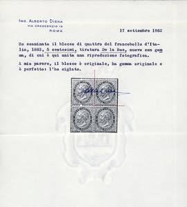 1863 - 5 cent. De La Rue, tiratura ... 