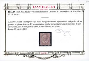 1863 - 30 cent. bruno, De La Rue, ... 