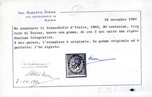 1865 - 40 cent. rosa carminio, De ... 