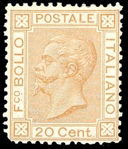 1877 - 20 cent. ocra arancio (28), buona ... 