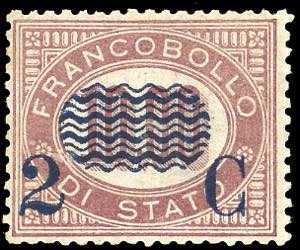 1878 - 2 c. su 10,00 lire Servizio ... 