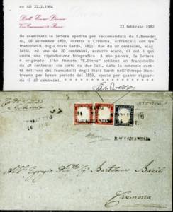 1859 - 20 cent. azzurro scuro, 40 ... 