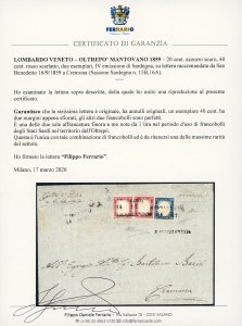 1859 - 20 cent. azzurro scuro, 40 ... 