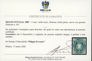 1889 - 5 cent. verde scuro, ... 