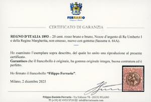1893 - 20 cent. rosso bruno e ... 
