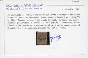 1893 - 20 cent. rosso bruno e ... 