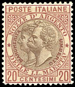 1893 - 20 cent. rosso bruno e bruno Nozze ... 