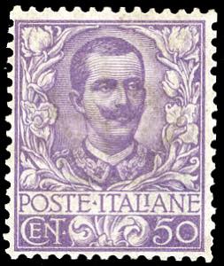 1901 - 50 cent. malva, Floreale (76), nuovo, ... 
