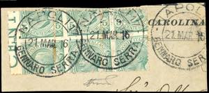 1906 - 5 cent. Leoni (81), striscia ... 
