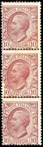1906 - 10 cent. Leoni, striscia verticale di ... 