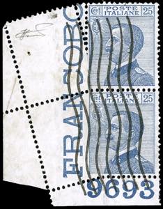 1908 - 25 cent. Michetti, coppia verticale, ... 