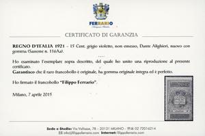 1921 - 15 cent. grigio violetto ... 