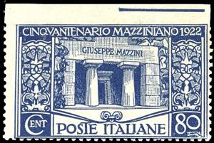 1922 - 80 cent. Mazzini, non dentellato in ... 
