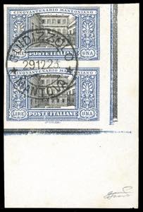 1923 - 1 lira Manzoni, non dentellato ... 