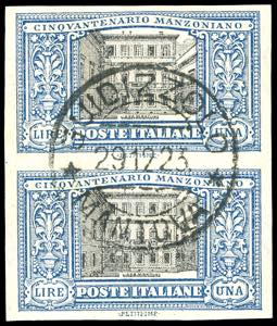 1923 - 1 lira Manzoni, non dentellato ... 
