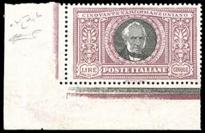 1923 - 5 lire Manzoni (156), angolo di ... 