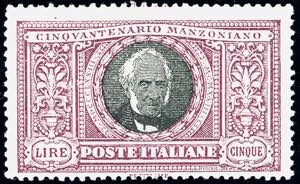 1923 - 5 lire Manzoni, ritocco pos. 14 ... 