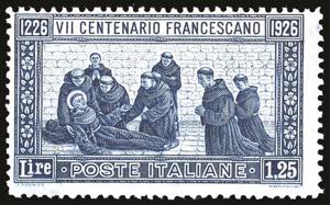 1926 - 1,25 lire San Francesco, dent. 13 1/2 ... 