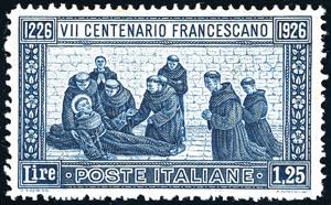 1926 - 1,25 lire San Francesco, dent. 13 1/2 ... 