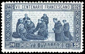 1926 - 1,25 lire San Francesco, dent. 13 1/2 ... 