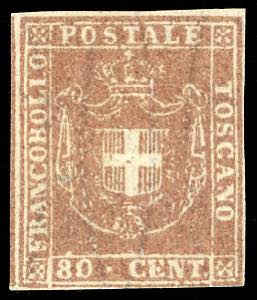 1860 - 80 cent. carnicino (22), nuovo, gomma ... 