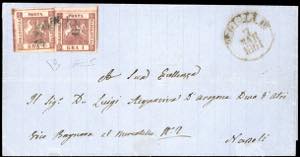 1861 - 1 grano carminio, II tavola (4a), due ... 
