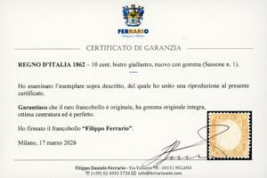 1862 - 10 cent. bistro giallastro ... 