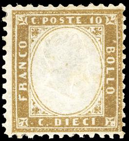 1862 - 10 cent. bistro giallastro (1), ... 