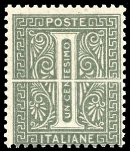 1864 - 1 cent. verde grigio chiaro De La ... 
