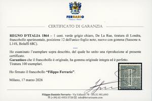 1864 - 1 cent. verde grigio chiaro ... 