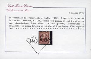 1865 - 2 cent. De La Rue, tiratura ... 