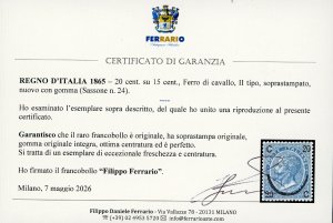1865 - 20 cent. su 15 cent. Ferro ... 