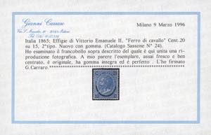 1865 - 20 cent. su 15 cent. Ferro ... 