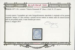 1877 - 10 cent. azzurro, tonalità ... 