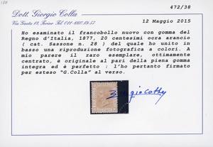 1877 - 20 cent. ocra arancio (28), ... 