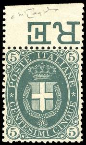 1889 - 5 cent. Stemma, fondo pieno (44), ... 