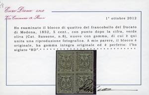 1855 - 5 cent. verde oliva, punto ... 