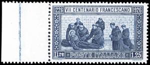 1926 - 1,25 lire San Francesco, dent. 13 1/2 ... 