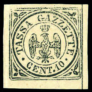 1859 - 10 cent. nero Aquilotto, filo nero ... 