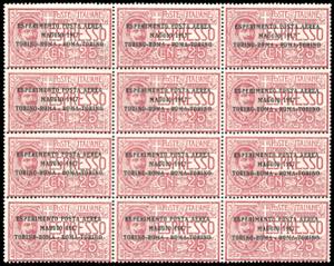 1917 - 25 cent. soprastampato (1), blocco di ... 