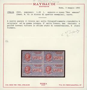 1922 - 1,20 lire, non emesso (8), ... 