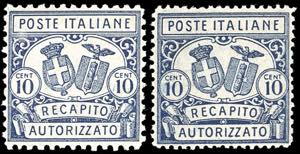 1928 - 10 cent. azzurro, un esemplare dent. ... 
