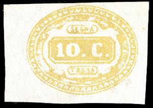 1863 - 10 cent. giallo (1), nuovo, gomma ... 